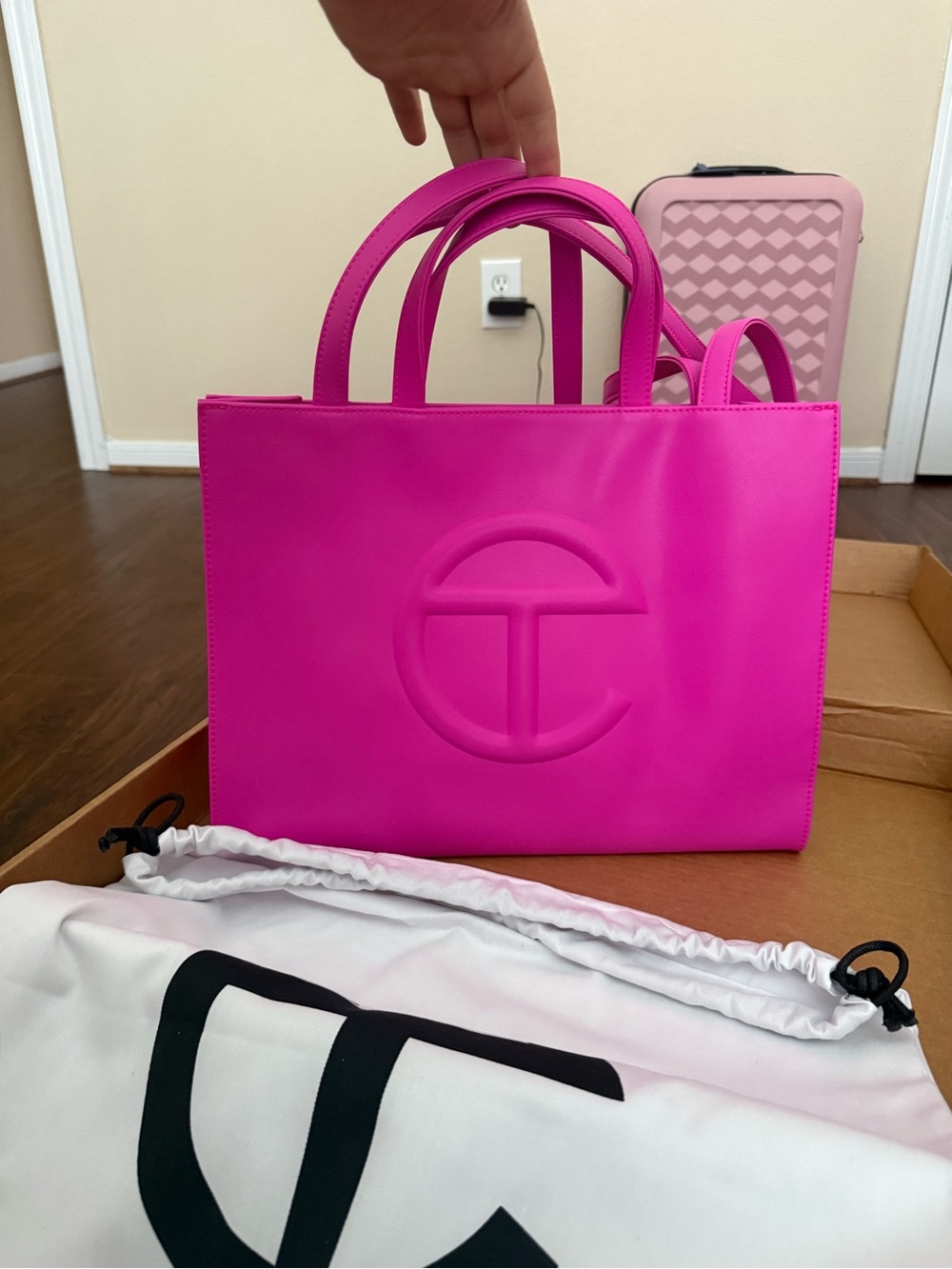Telfar Medium Azalea Shopping Tote Hot Pink Embossed Logo
